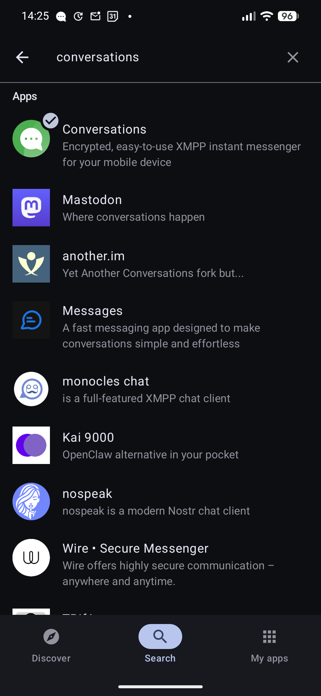 Резултати от търсенето с приложението Conversations