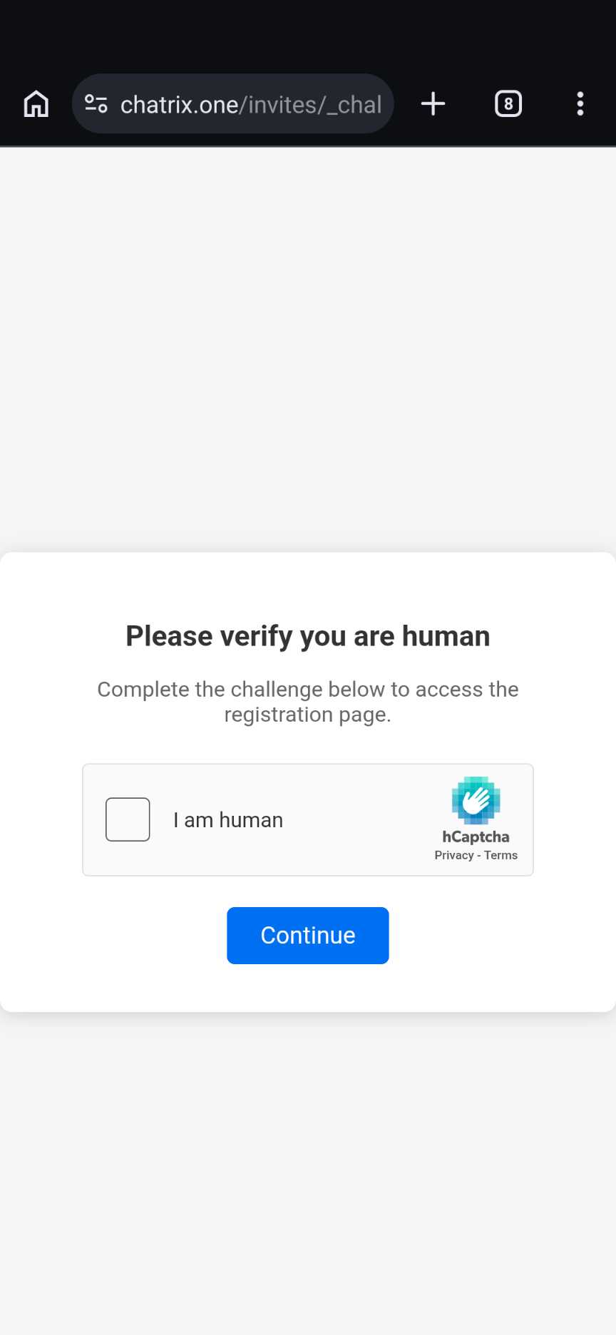 Страница за потвърждение hCaptcha