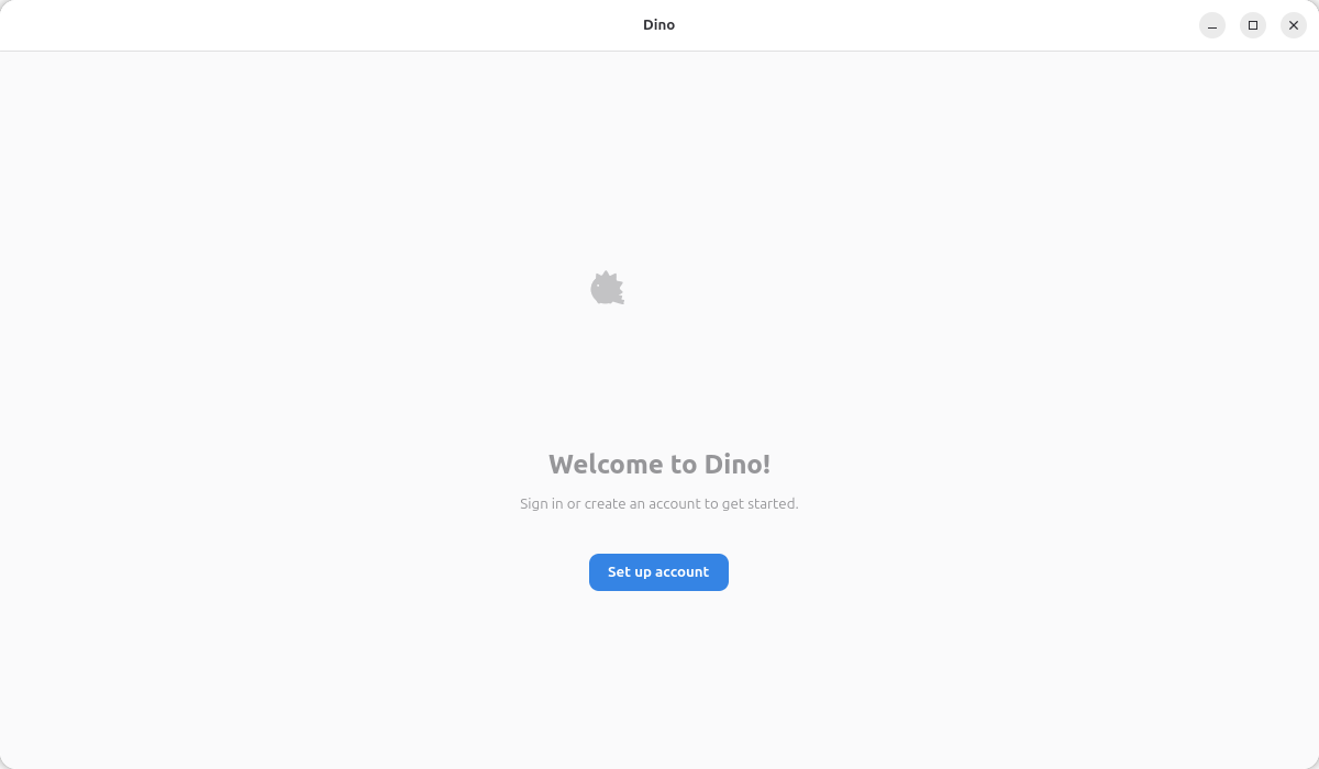Начален екран на Dino с бутон Set up account
