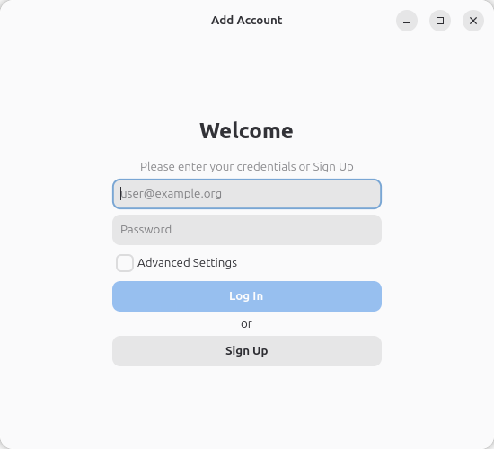 Екранът Add Account в Gajim с поле за XMPP адрес