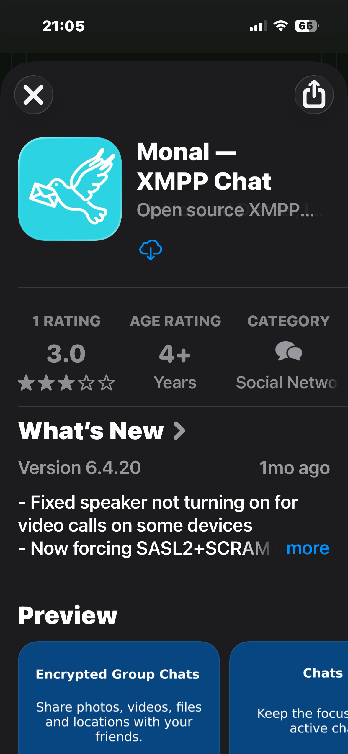 Изтегляне на Monal от App Store