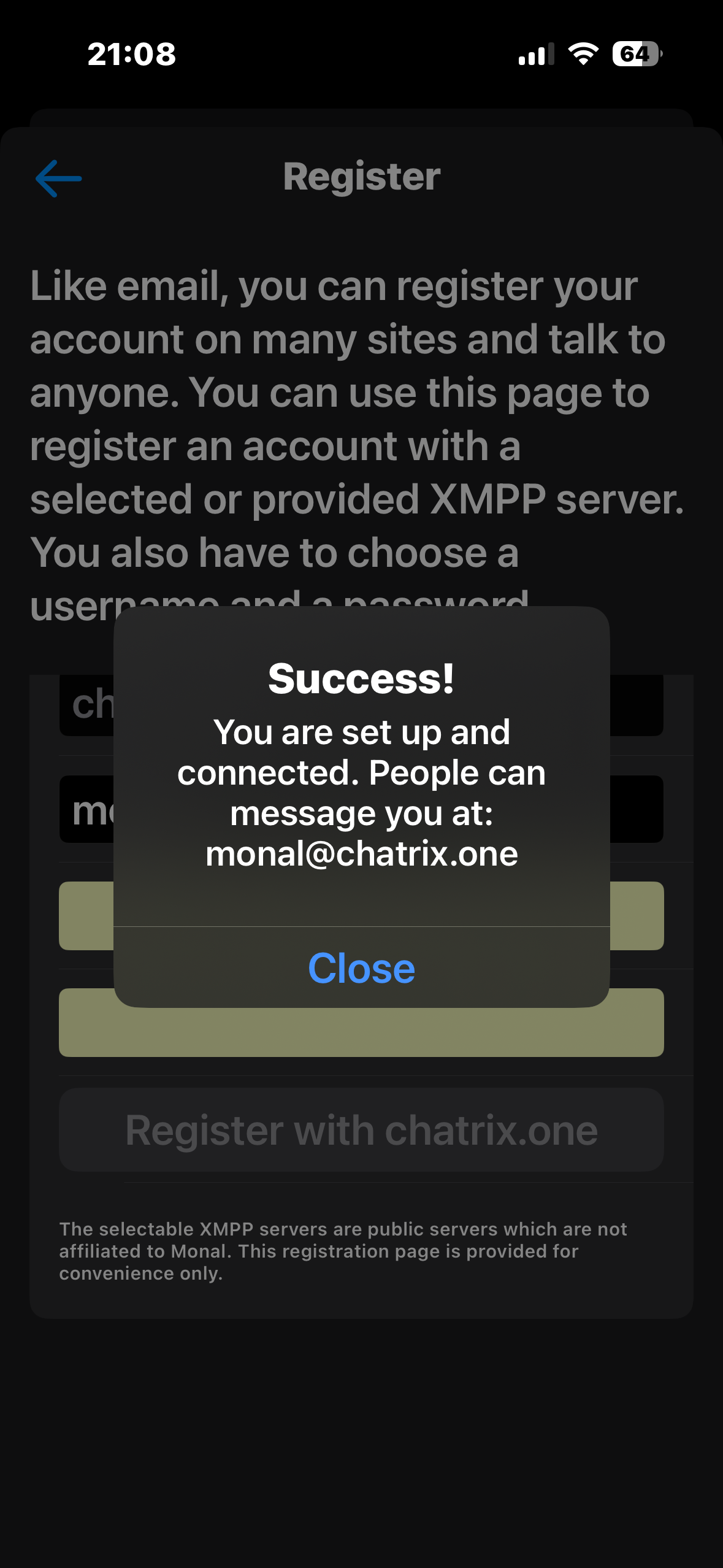 Форма за регистрация с chatrix.one